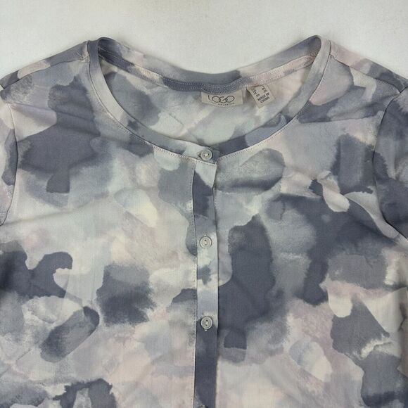 LOGO Lori Goldstein Mesh Button Shirt Cardigan Watercolor Nylon Blend Stretch L - Picture 4 of 11